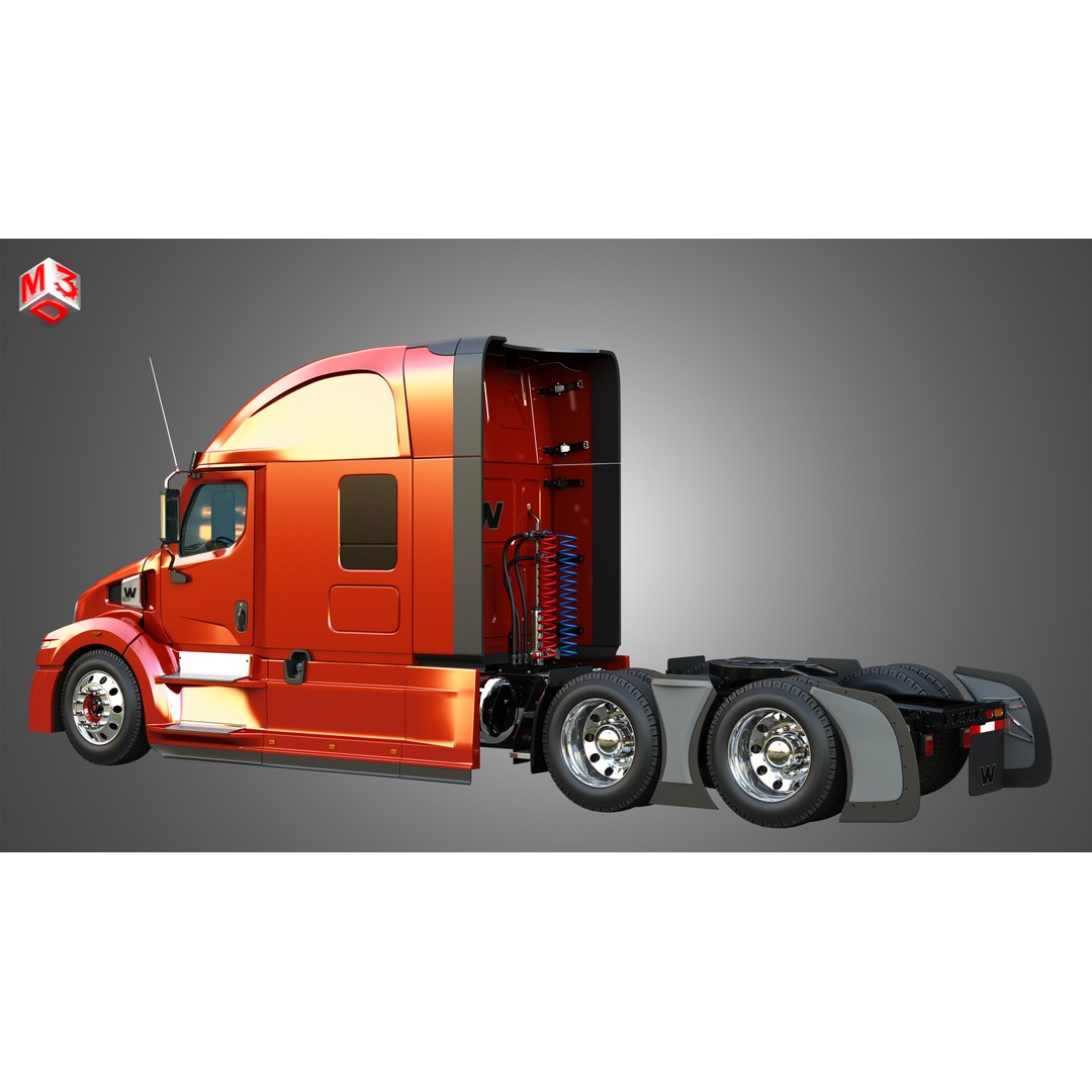 57X Semi Truck 3D Model – Ultra Cab Sleeper, Game-Ready FBX - View 19