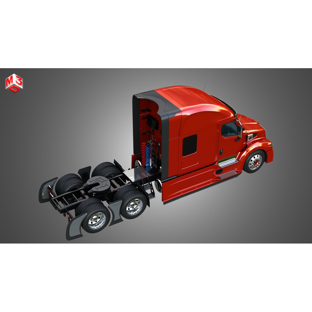 57X Semi Truck 3D Model – Ultra Cab Sleeper, Game-Ready FBX - View 21