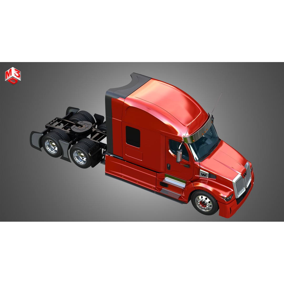 57X Semi Truck 3D Model – Ultra Cab Sleeper, Game-Ready FBX - View 22