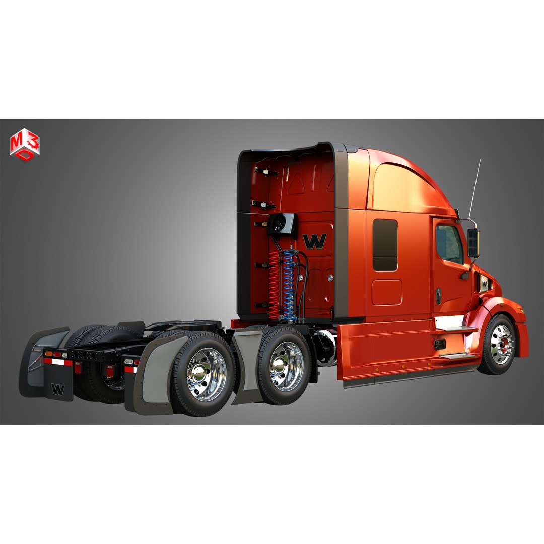 57X Semi Truck 3D Model – Ultra Cab Sleeper, Game-Ready FBX - View 3