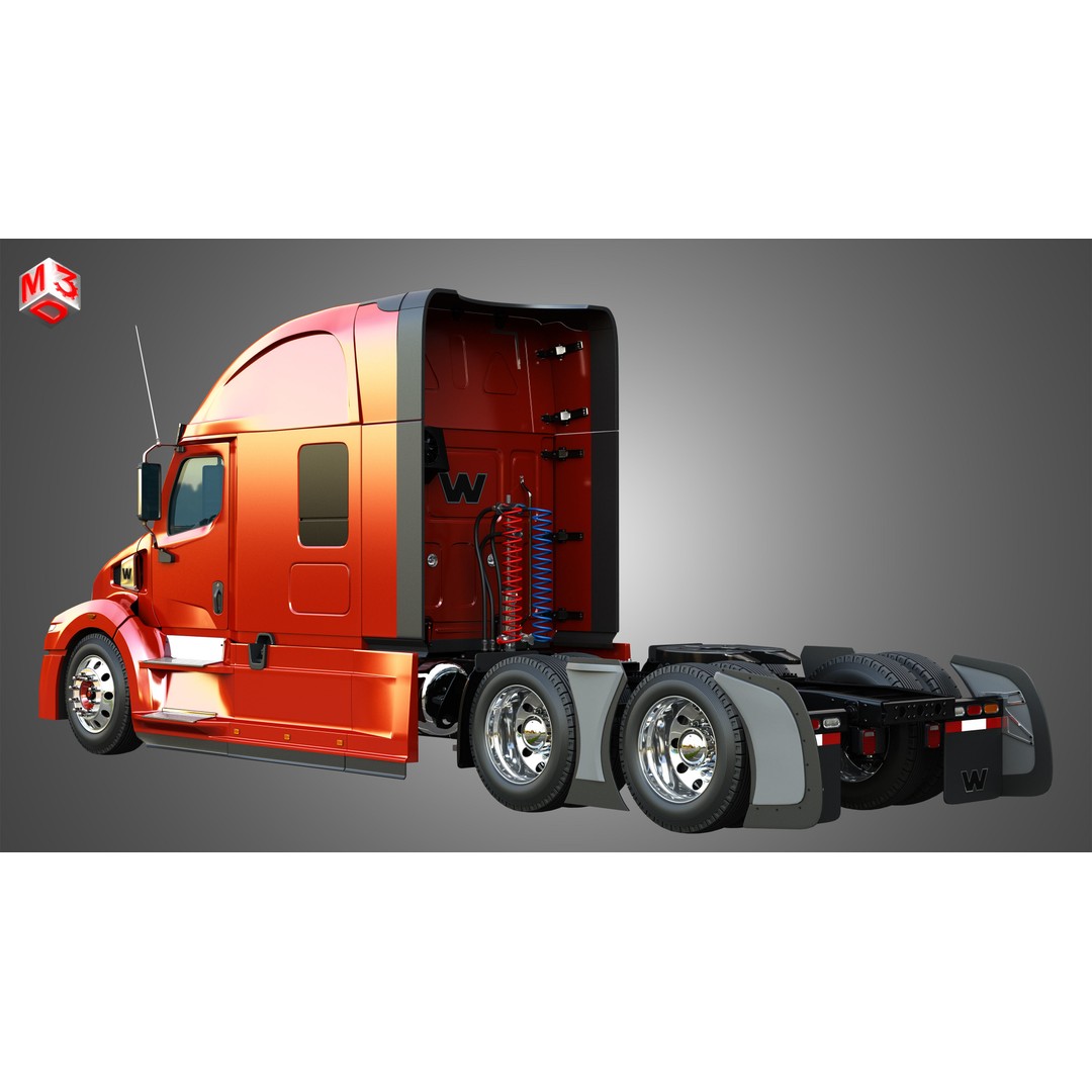 57X Semi Truck 3D Model – Ultra Cab Sleeper, Game-Ready FBX - View 5