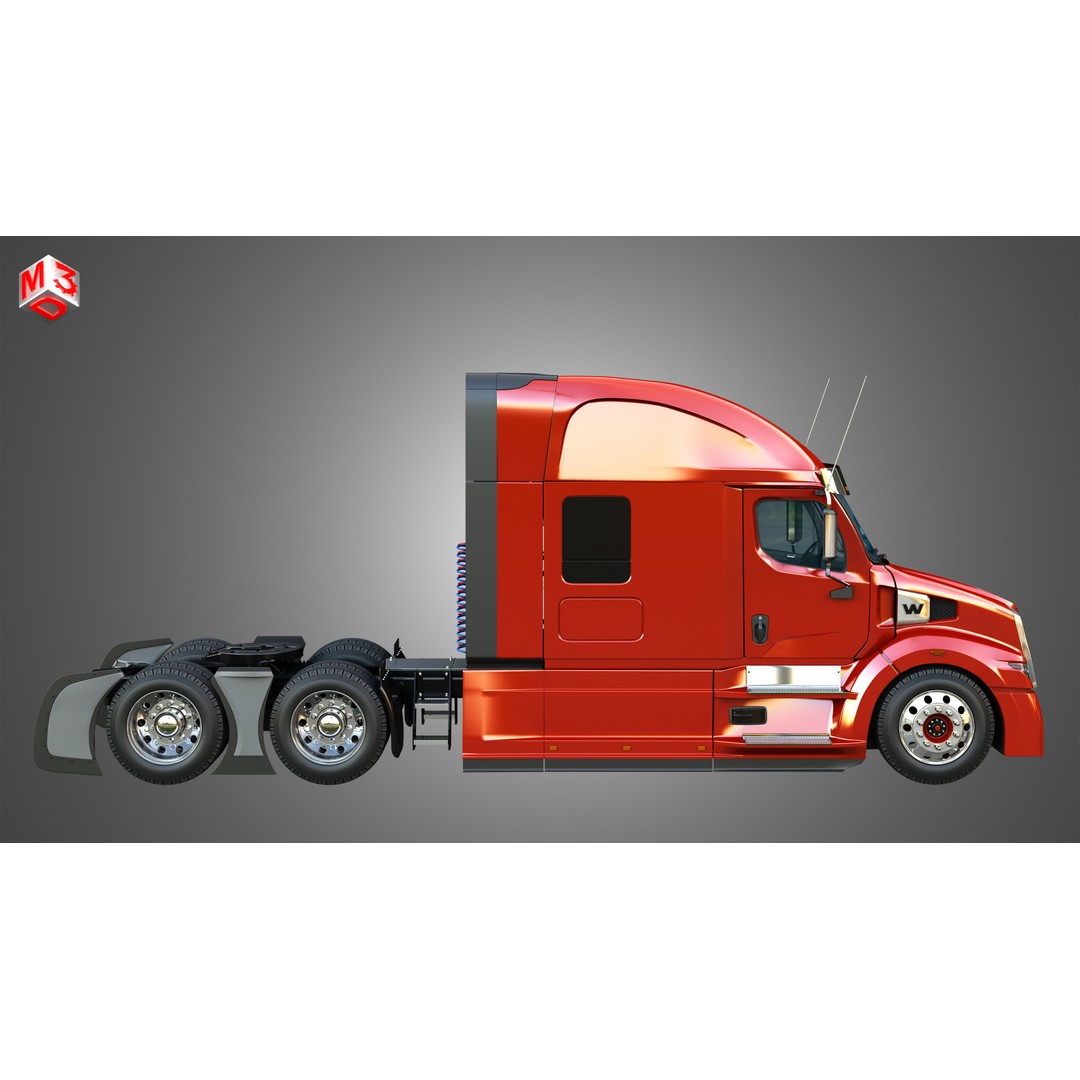 57X Semi Truck 3D Model – Ultra Cab Sleeper, Game-Ready FBX - View 7