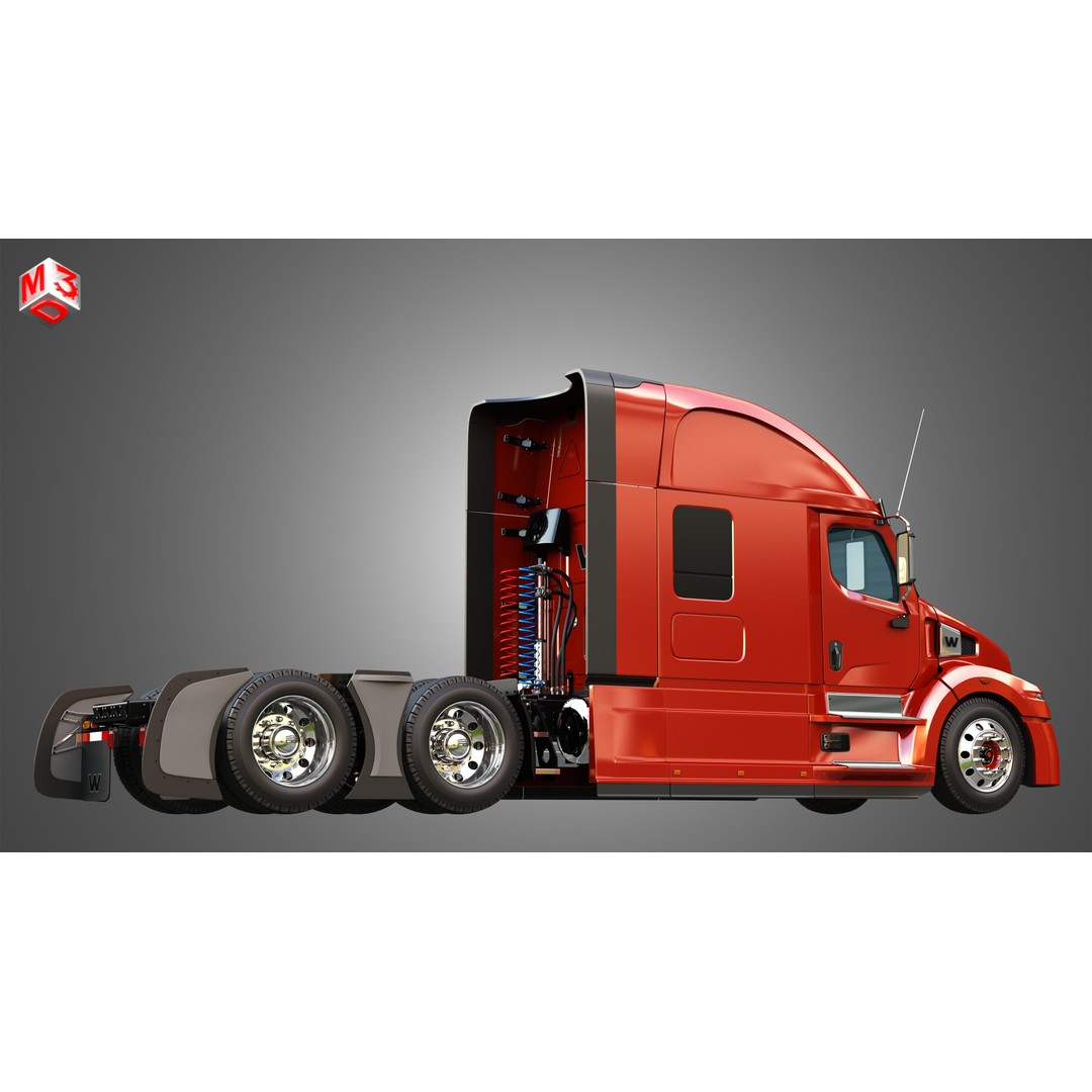 57X Semi Truck 3D Model – Ultra Cab Sleeper, Game-Ready FBX - View 9