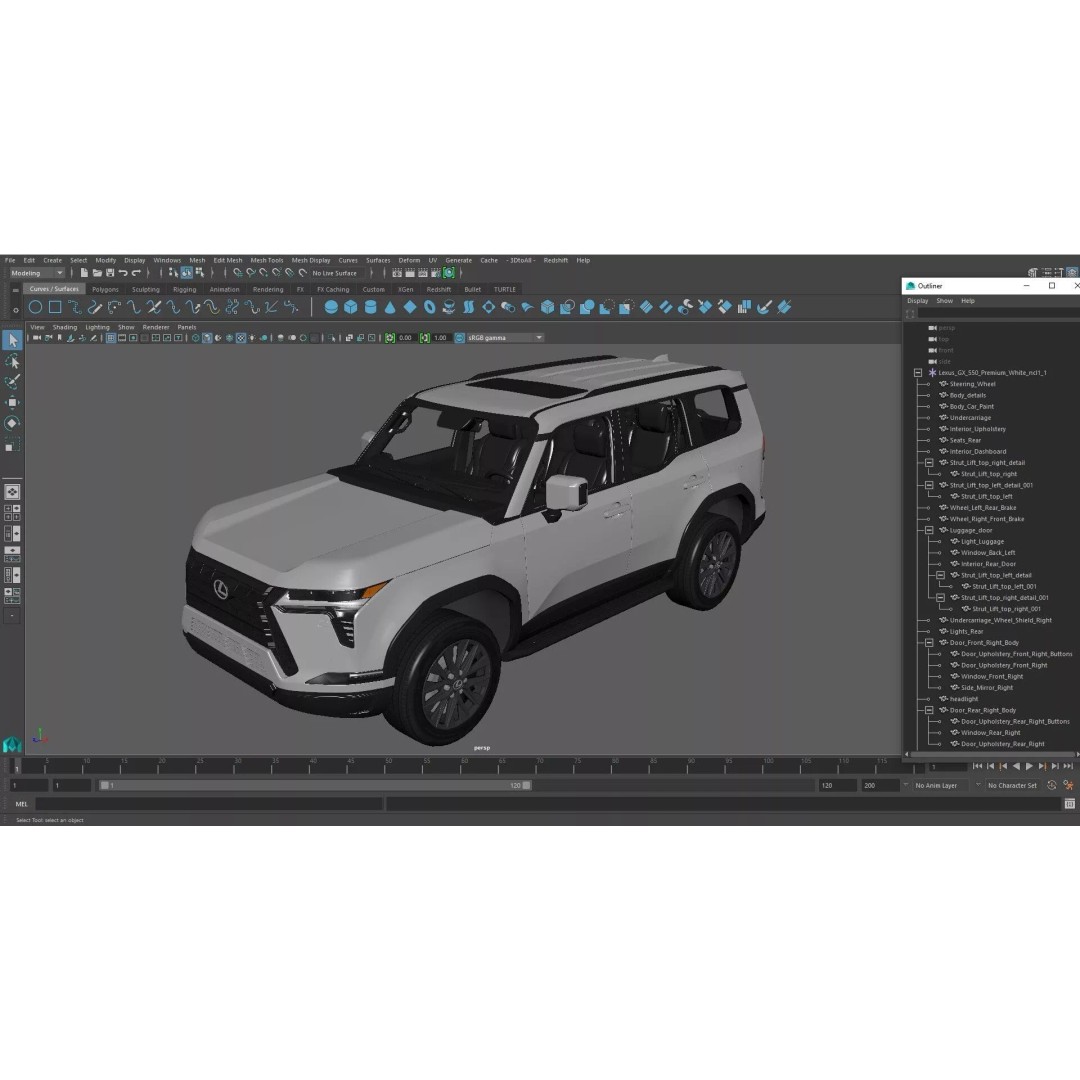 Lexus GX 550 Premium White 3D Model – High Poly PBR SUV Asset, FBX