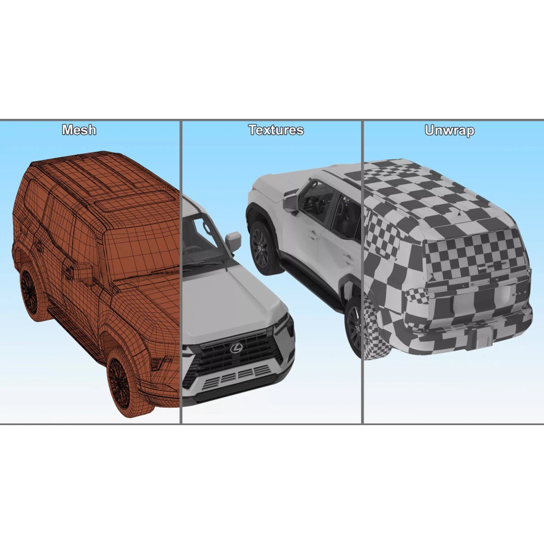 Lexus GX 550 Premium White 3D Model – High Poly PBR SUV Asset, FBX - View 35