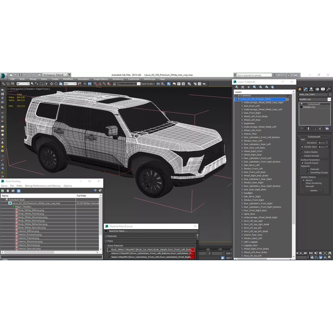 Lexus GX 550 Premium White 3D Model – High Poly PBR SUV Asset, FBX - View 40