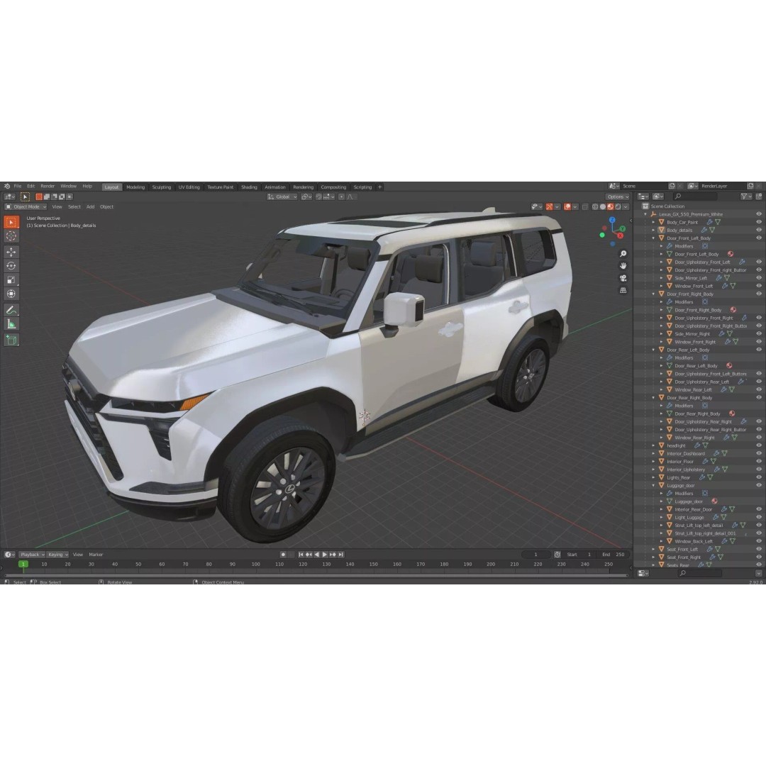 Lexus GX 550 Premium White 3D Model – High Poly PBR SUV Asset, FBX - View 62