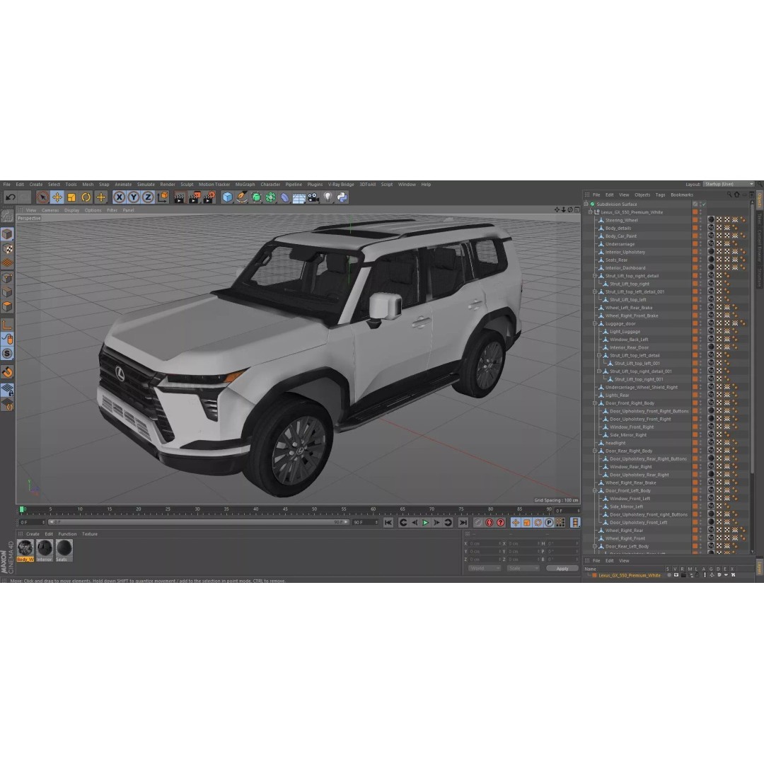 Lexus GX 550 Premium White 3D Model – High Poly PBR SUV Asset, FBX - View 64