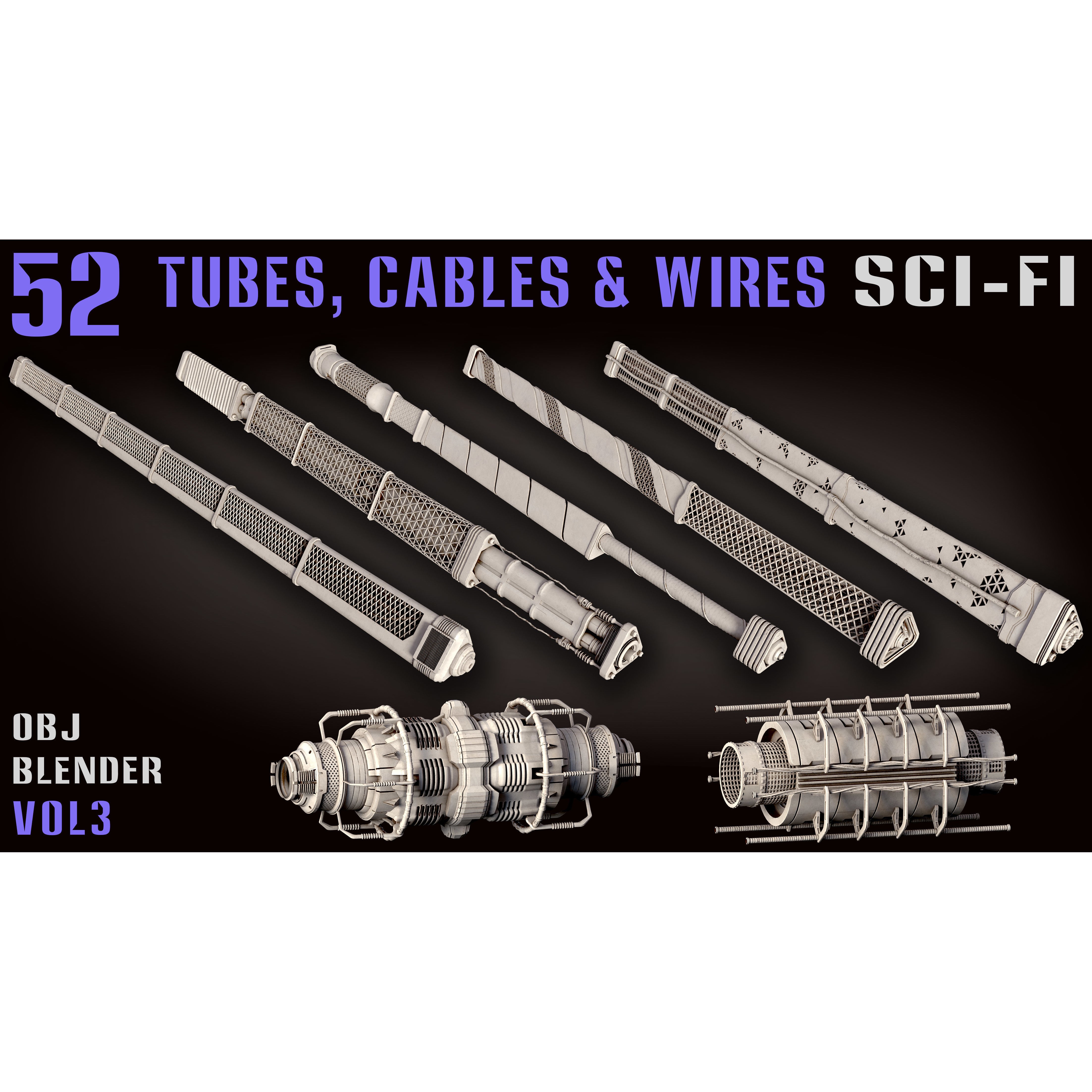 52 Sci-Fi Tubes, Cables & Wires - Game-Ready 3D Model - View 11