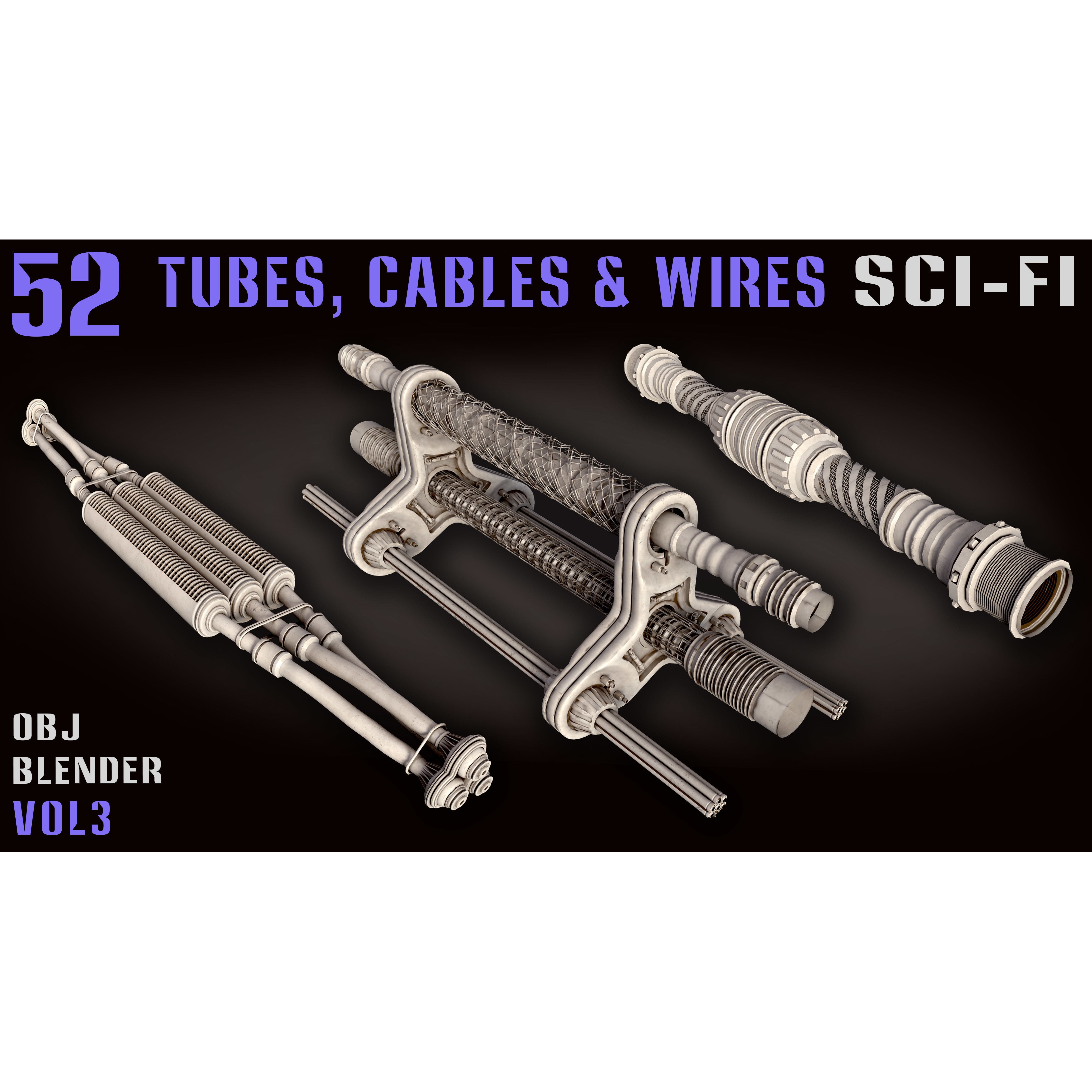 52 Sci-Fi Tubes, Cables & Wires - Game-Ready 3D Model - View 8