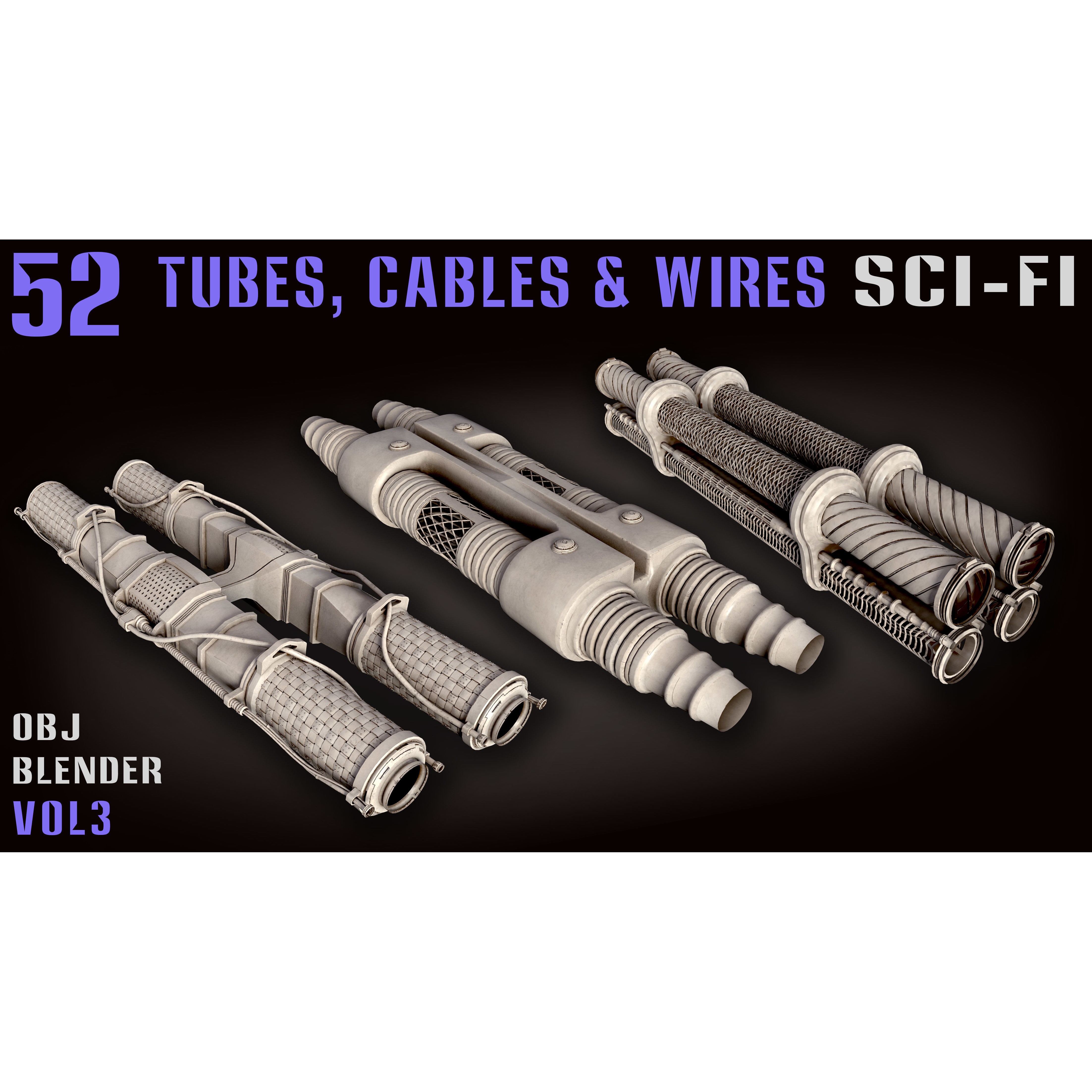 52 Sci-Fi Tubes, Cables & Wires - Game-Ready 3D Model - View 9