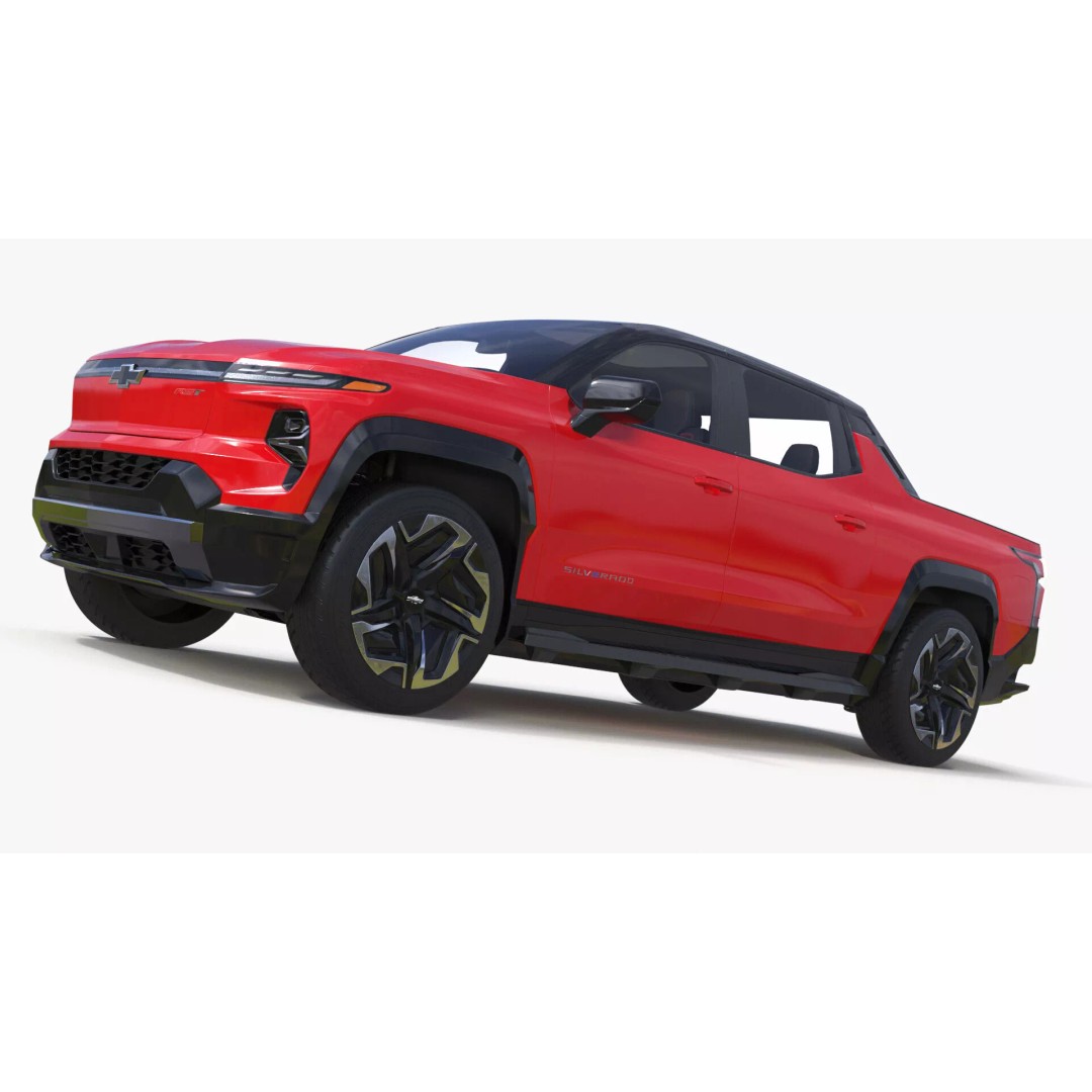 Chevrolet Silverado EV 2024 Red 3D Model – High Poly PBR Vehicle Asset - View 23
