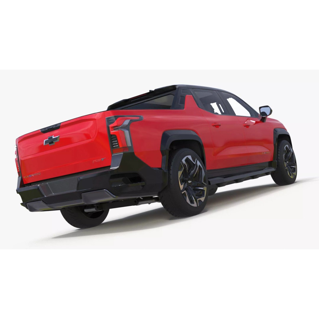 Chevrolet Silverado EV 2024 Red 3D Model – High Poly PBR Vehicle Asset - View 24