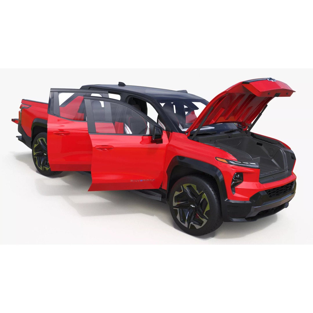 Chevrolet Silverado EV 2024 Red 3D Model – High Poly PBR Vehicle Asset - View 26