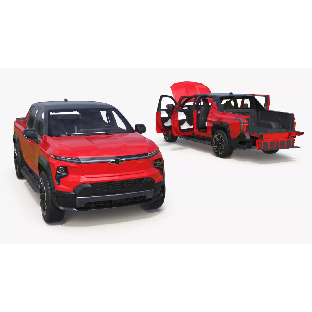 Chevrolet Silverado EV 2024 Red 3D Model – High Poly PBR Vehicle Asset - View 29