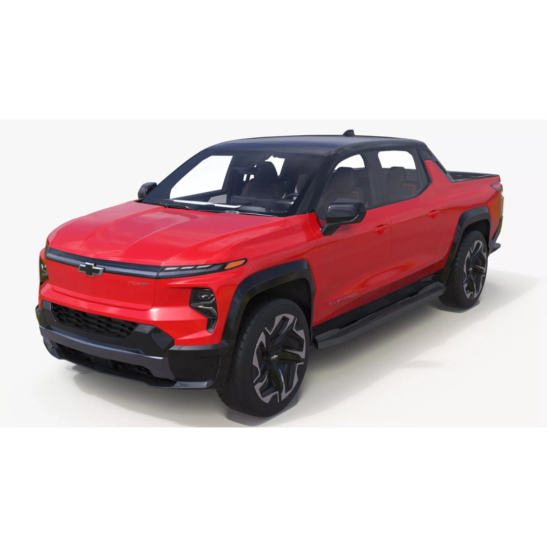 Chevrolet Silverado EV 2024 Red 3D Model – High Poly PBR Vehicle Asset - View 3