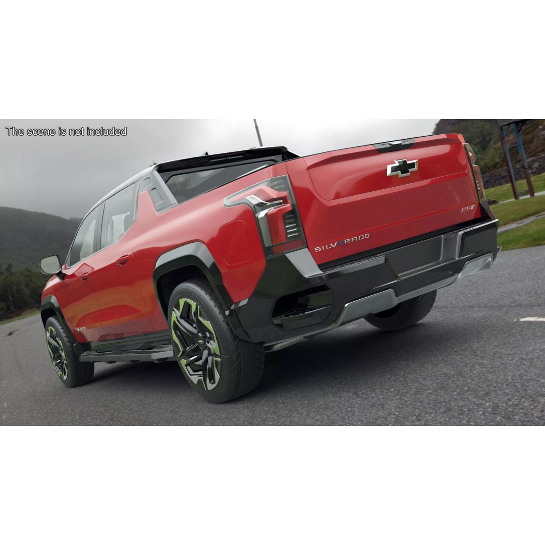 Chevrolet Silverado EV 2024 Red 3D Model – High Poly PBR Vehicle Asset - View 4