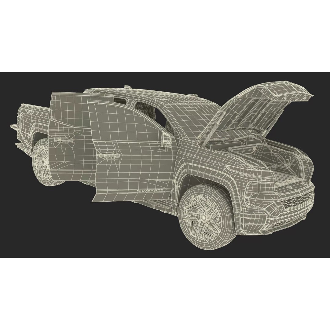 Chevrolet Silverado EV 2024 Red 3D Model – High Poly PBR Vehicle Asset - View 47