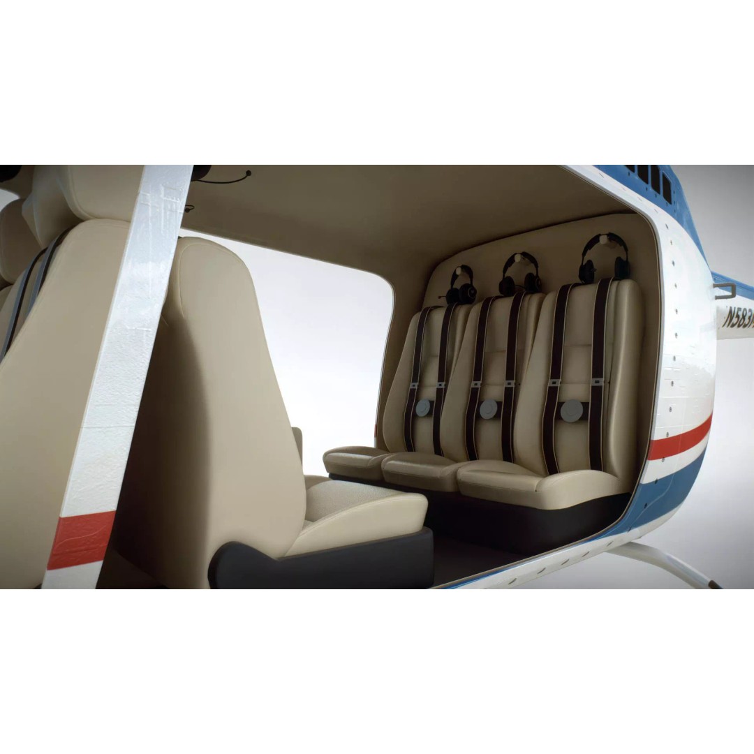 Bell 206L News Helicopter 3D Model – Realistic Aircraft with Interior - View 16
