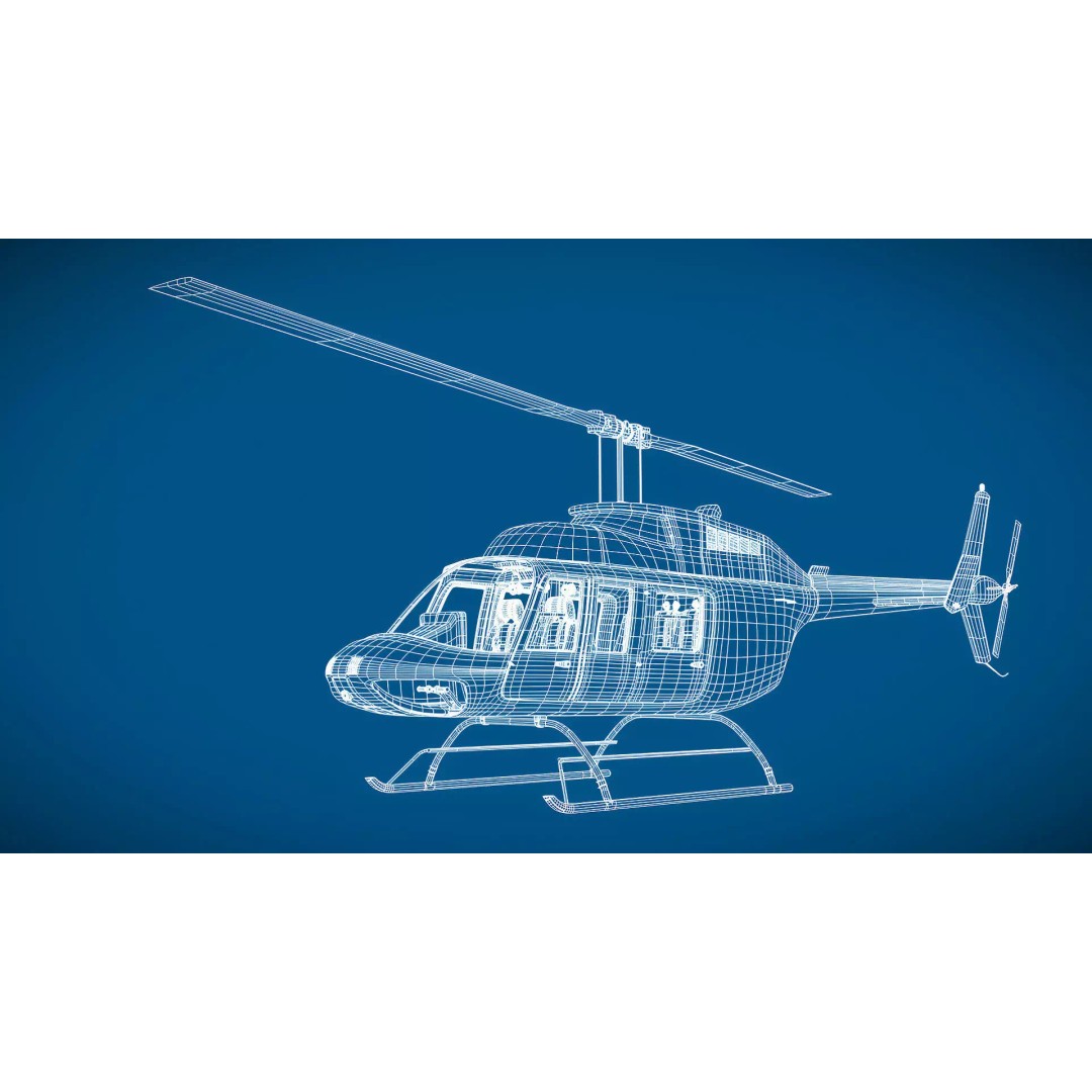 Bell 206L News Helicopter 3D Model – Realistic Aircraft with Interior - View 17
