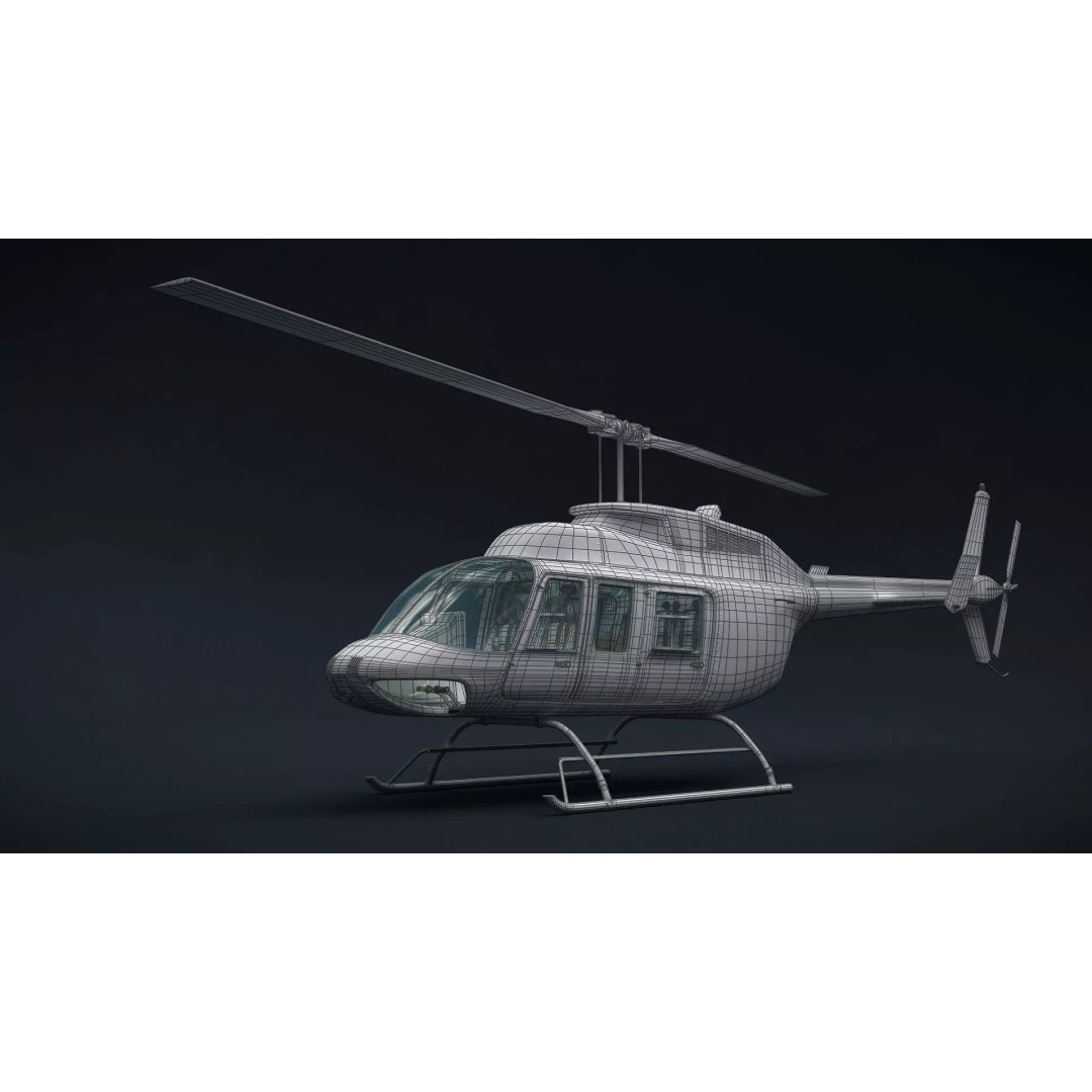 Bell 206L News Helicopter 3D Model – Realistic Aircraft with Interior - View 18