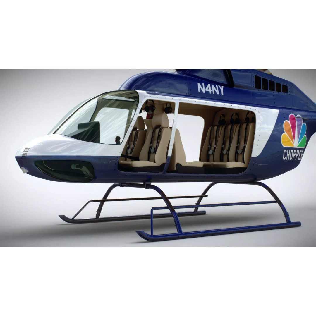 Bell 206L News Helicopter 3D Model – Realistic Aircraft with Interior - View 4