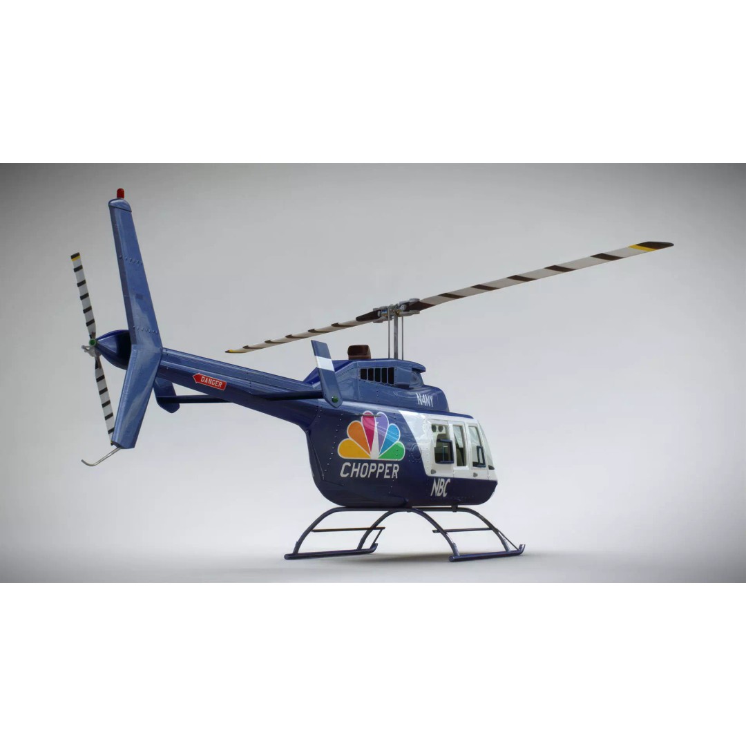 Bell 206L News Helicopter 3D Model – Realistic Aircraft with Interior - View 5