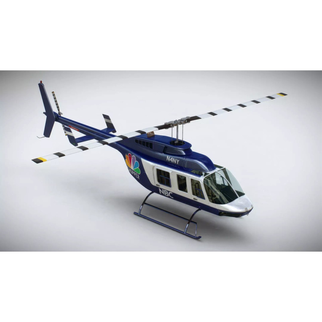 Bell 206L News Helicopter 3D Model – Realistic Aircraft with Interior - View 7