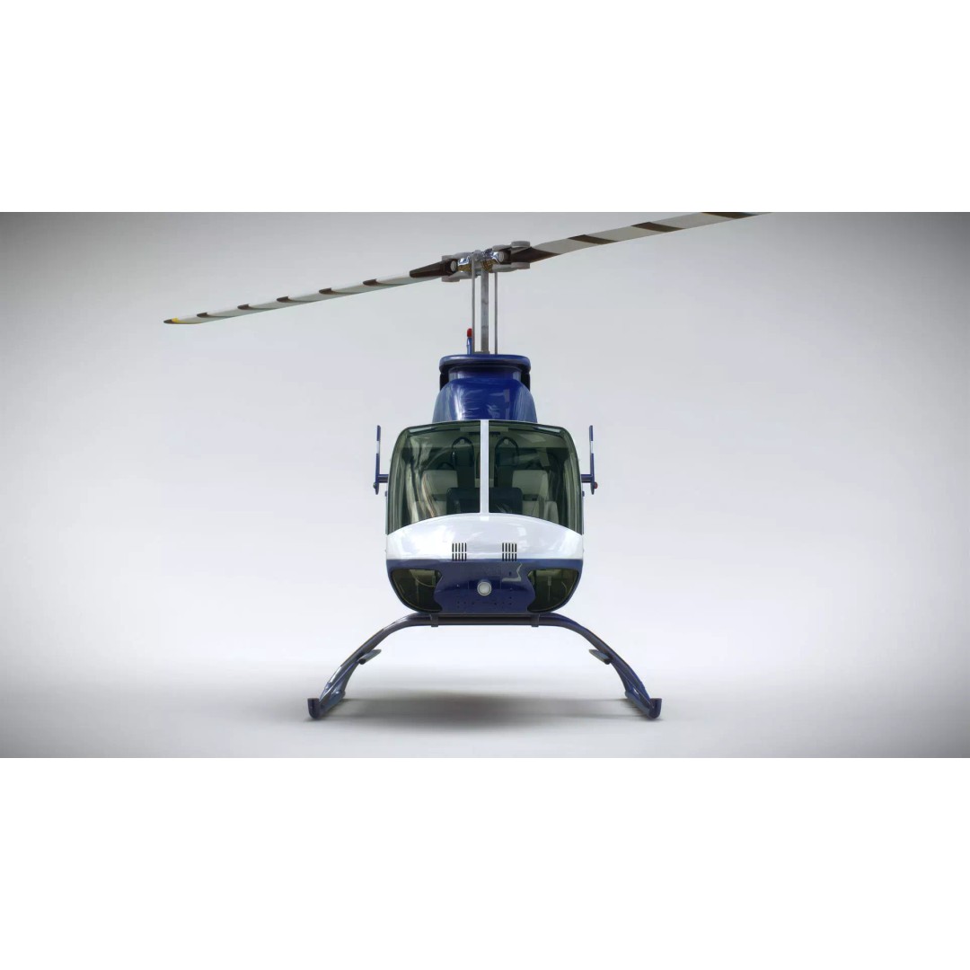 Bell 206L News Helicopter 3D Model – Realistic Aircraft with Interior - View 8