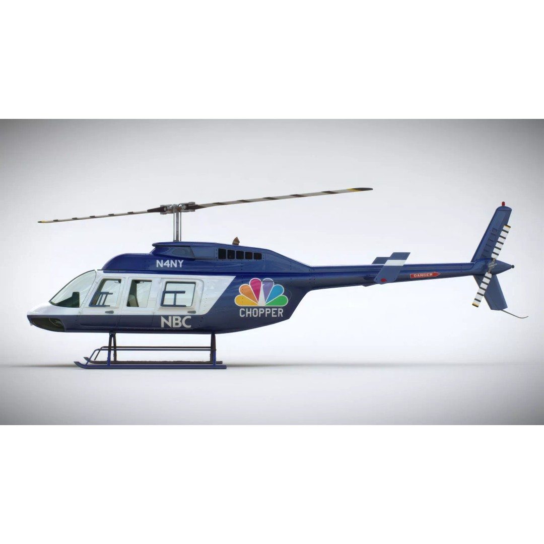 Bell 206L News Helicopter 3D Model – Realistic Aircraft with Interior - View 9