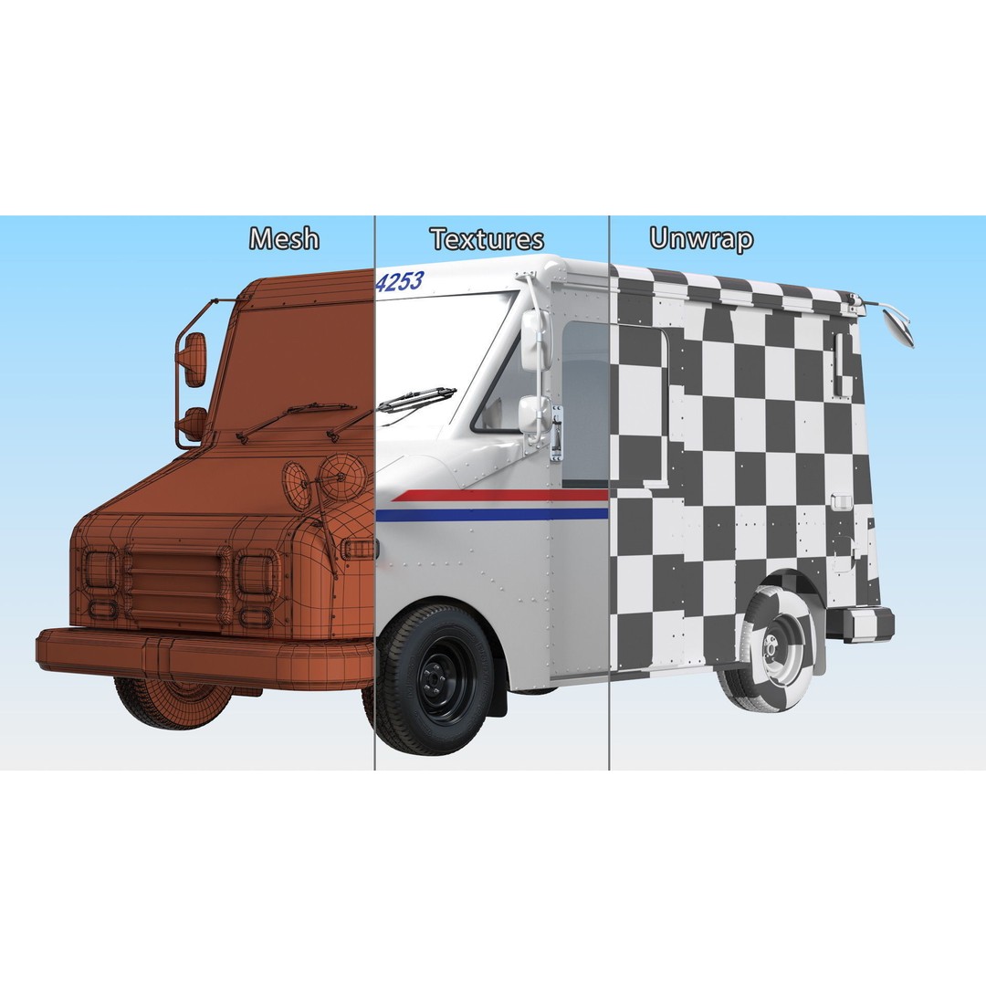 USA Grumman LLV Post Car 3D Model – High Quality PBR Vehicle, FBX - View 19