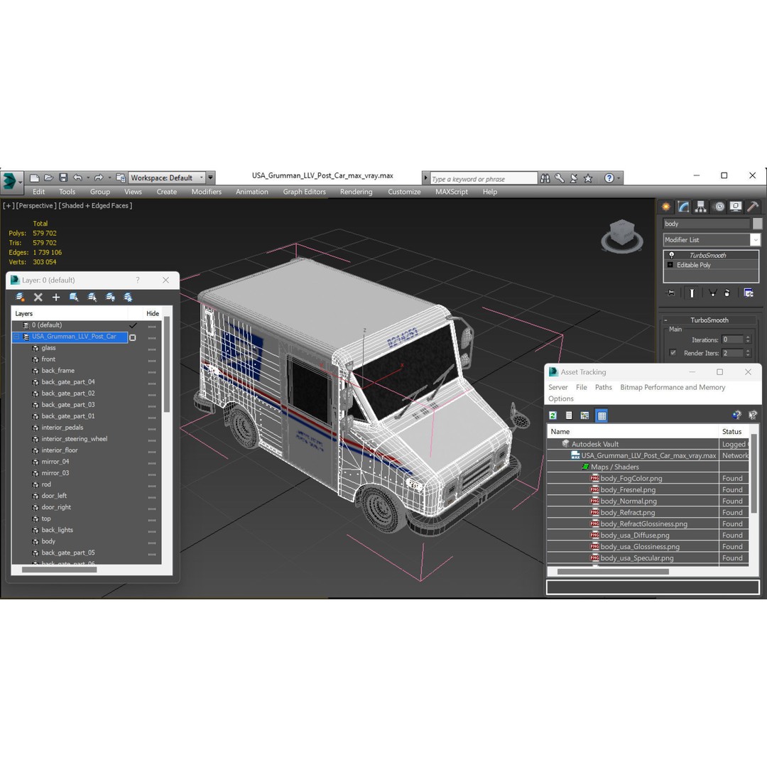 USA Grumman LLV Post Car 3D Model – High Quality PBR Vehicle, FBX - View 24