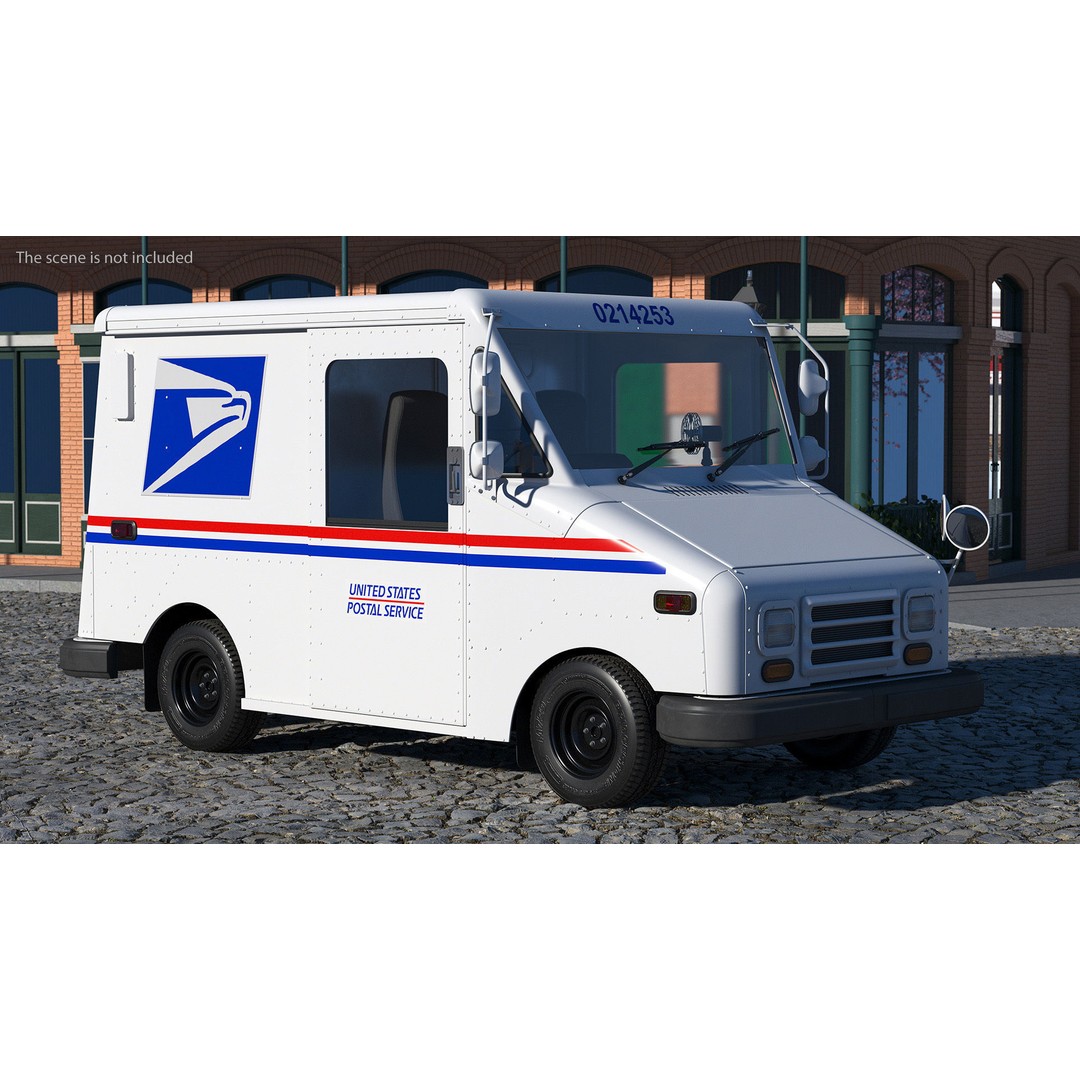 USA Grumman LLV Post Car 3D Model – High Quality PBR Vehicle, FBX - View 3