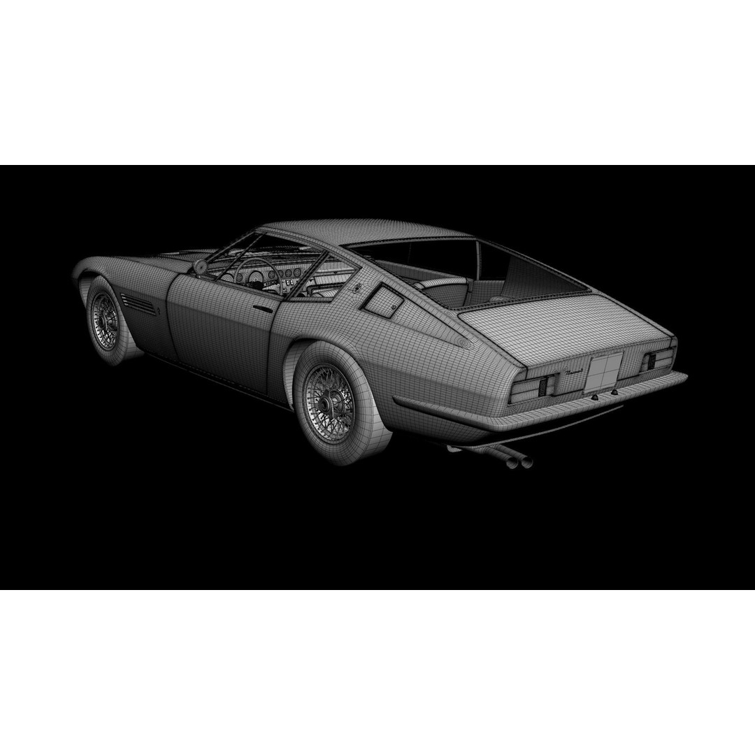 Maserati Ghibli 1967 3D Model – High Poly Antique Coupe, FBX & OBJ