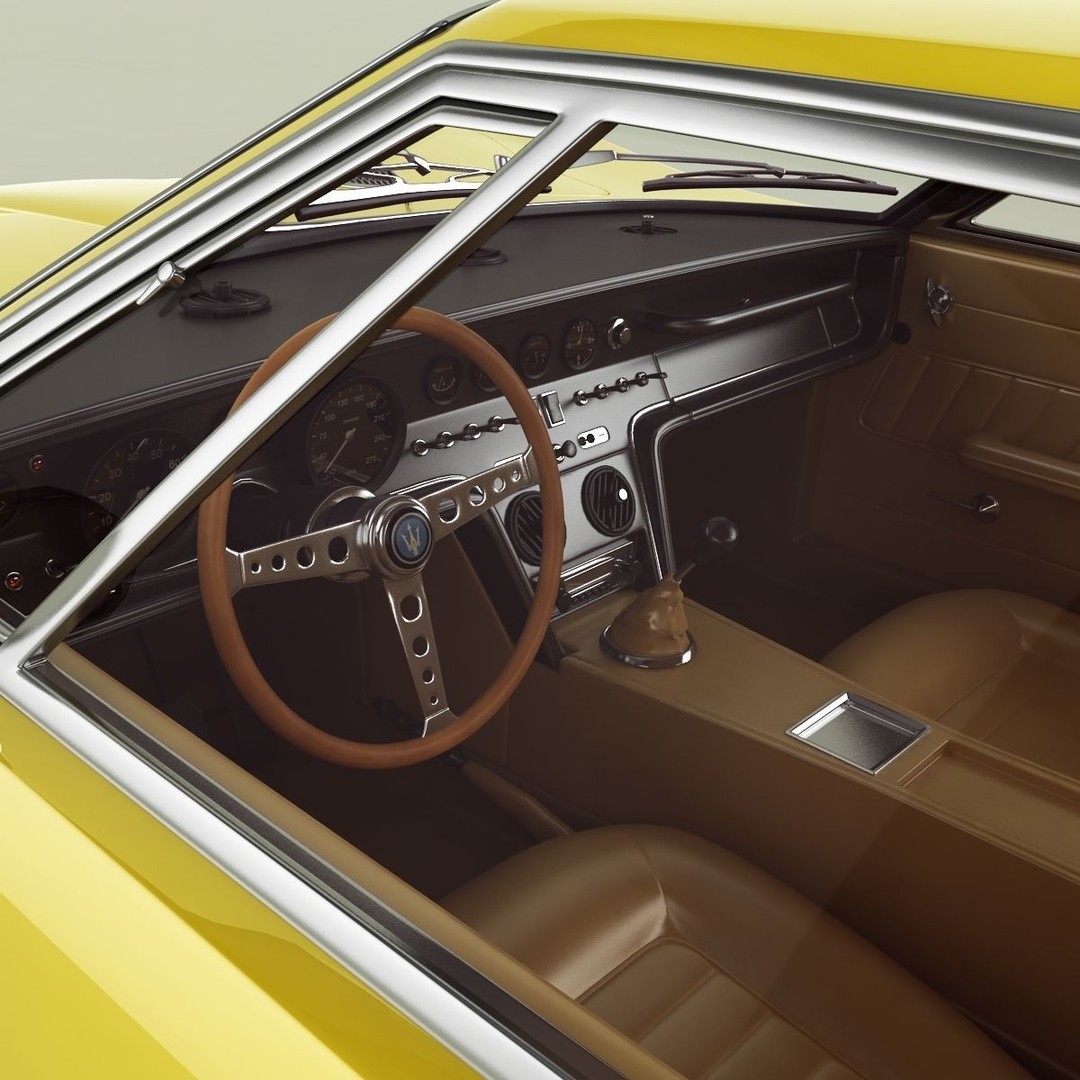 Maserati Ghibli 1967 3D Model – High Poly Antique Coupe, FBX & OBJ - View 10