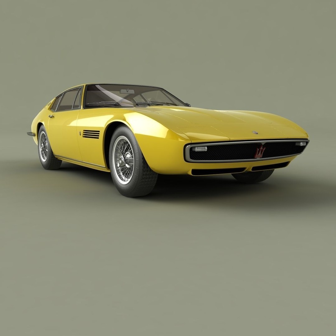 Maserati Ghibli 1967 3D Model – High Poly Antique Coupe, FBX & OBJ - View 11