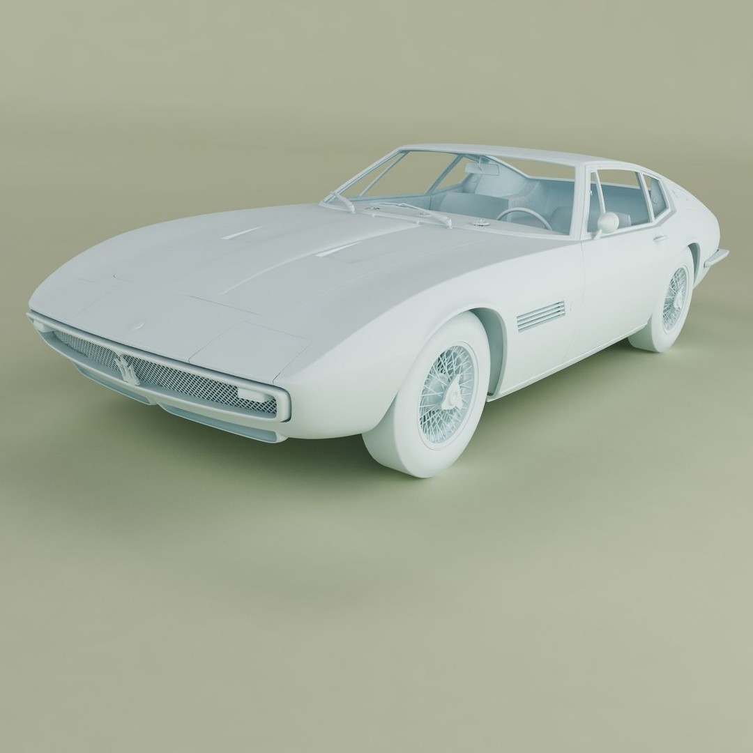 Maserati Ghibli 1967 3D Model – High Poly Antique Coupe, FBX & OBJ - View 12