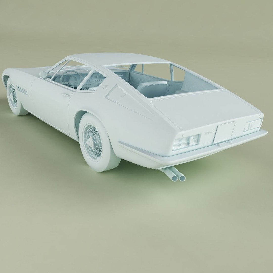 Maserati Ghibli 1967 3D Model – High Poly Antique Coupe, FBX & OBJ - View 14