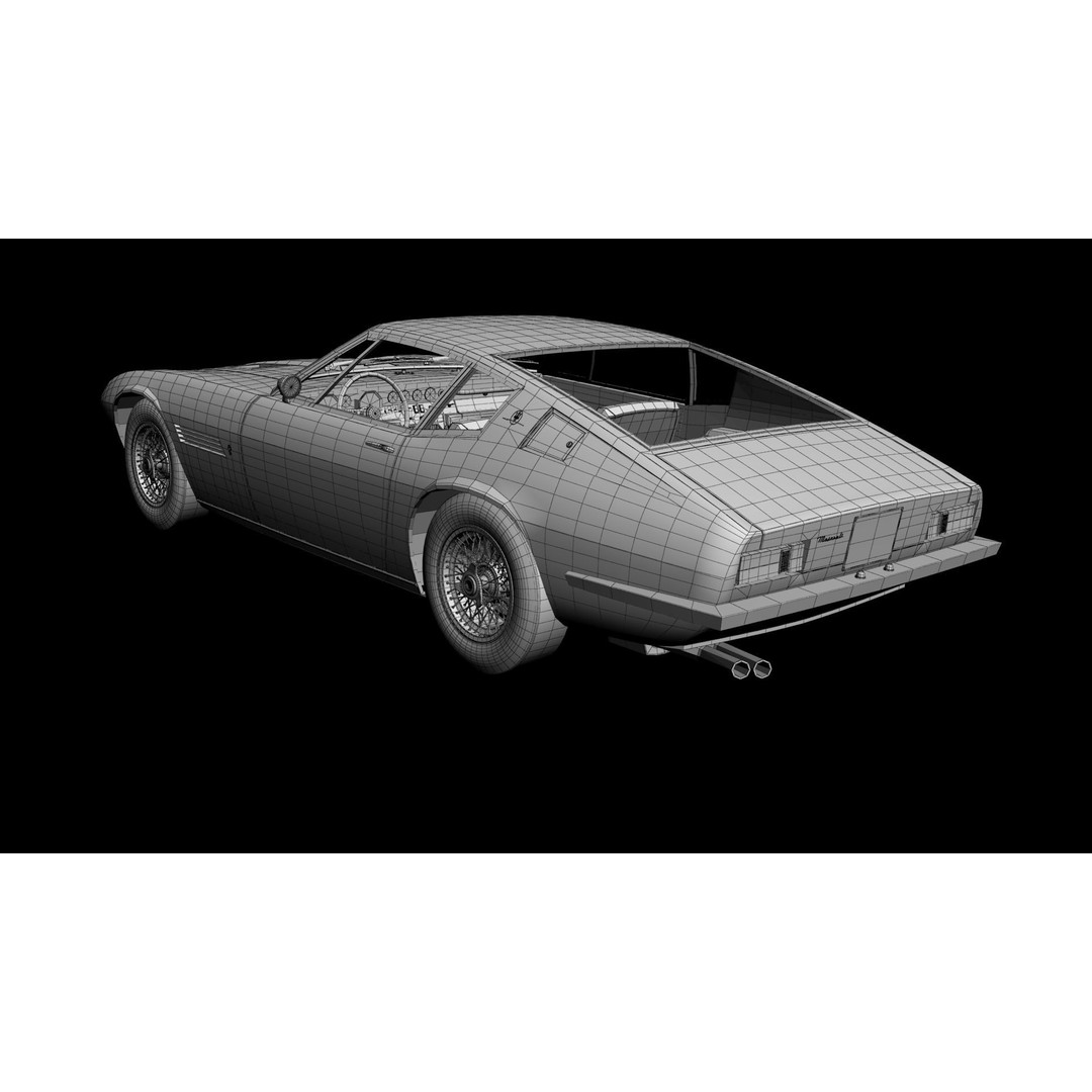 Maserati Ghibli 1967 3D Model – High Poly Antique Coupe, FBX & OBJ - View 17