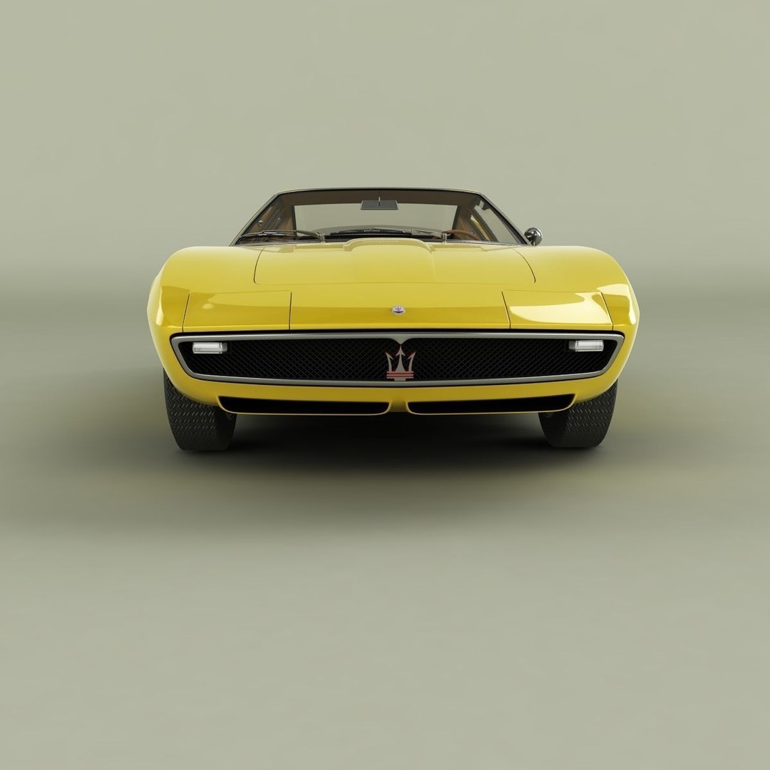 Maserati Ghibli 1967 3D Model – High Poly Antique Coupe, FBX & OBJ - View 6