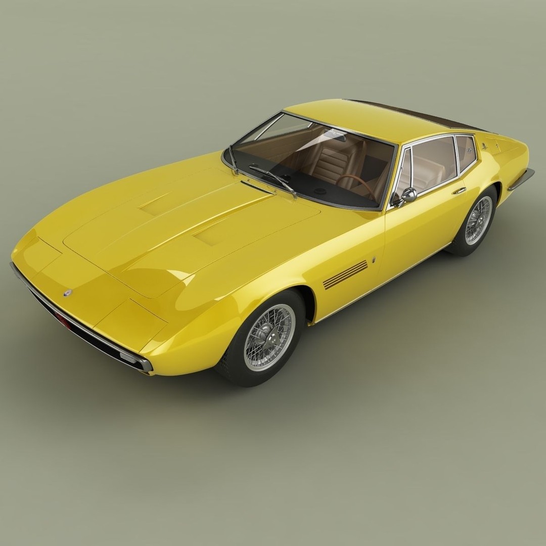 Maserati Ghibli 1967 3D Model – High Poly Antique Coupe, FBX & OBJ - View 7