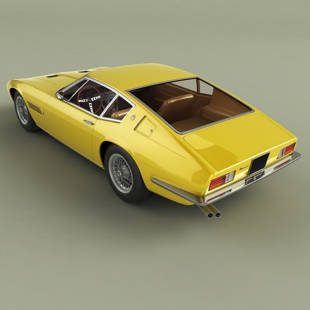 Maserati Ghibli 1967 3D Model – High Poly Antique Coupe, FBX & OBJ - View 9