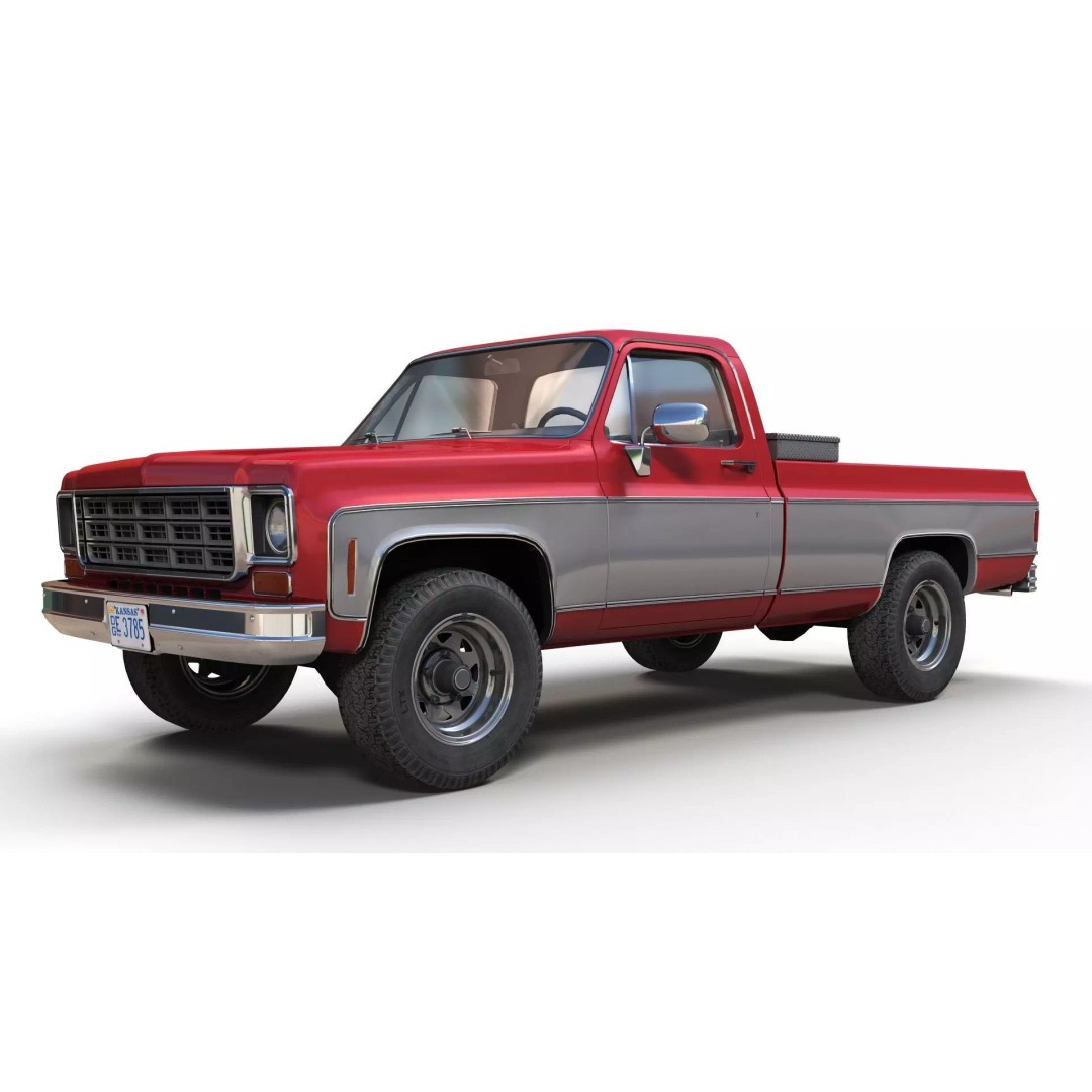4x4 American Pickup Truck 3D Model – Low Poly Game Ready with PBR Textures - View 23