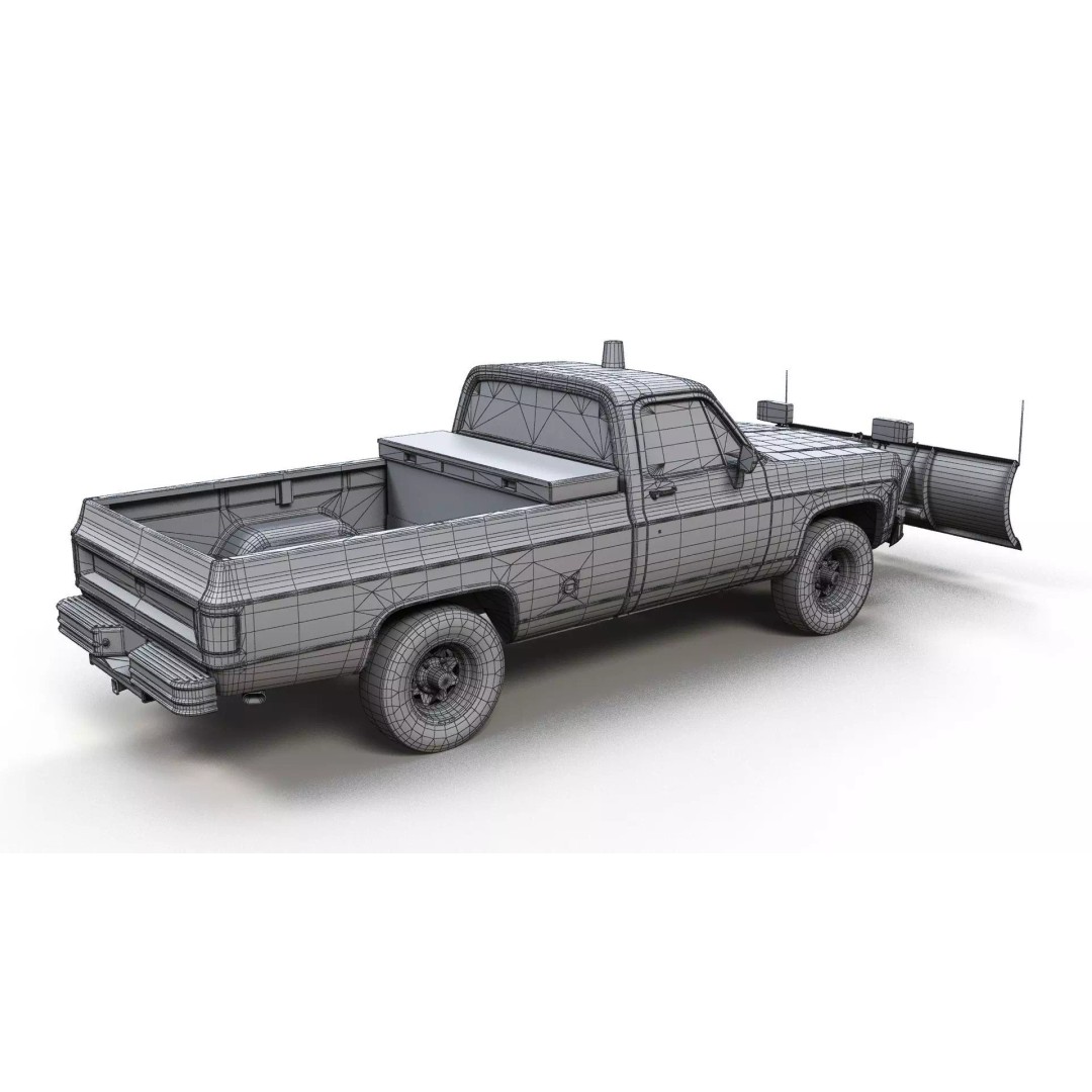 4x4 American Pickup Truck 3D Model – Low Poly Game Ready with PBR Textures - View 25