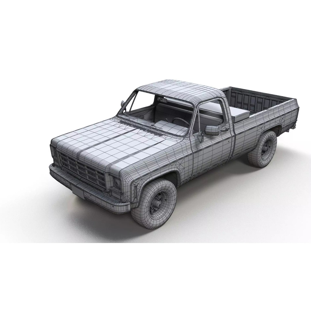 4x4 American Pickup Truck 3D Model – Low Poly Game Ready with PBR Textures - View 32