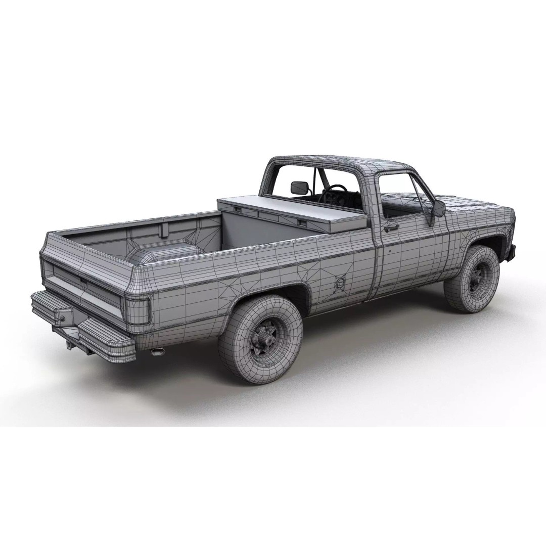 4x4 American Pickup Truck 3D Model – Low Poly Game Ready with PBR Textures - View 33