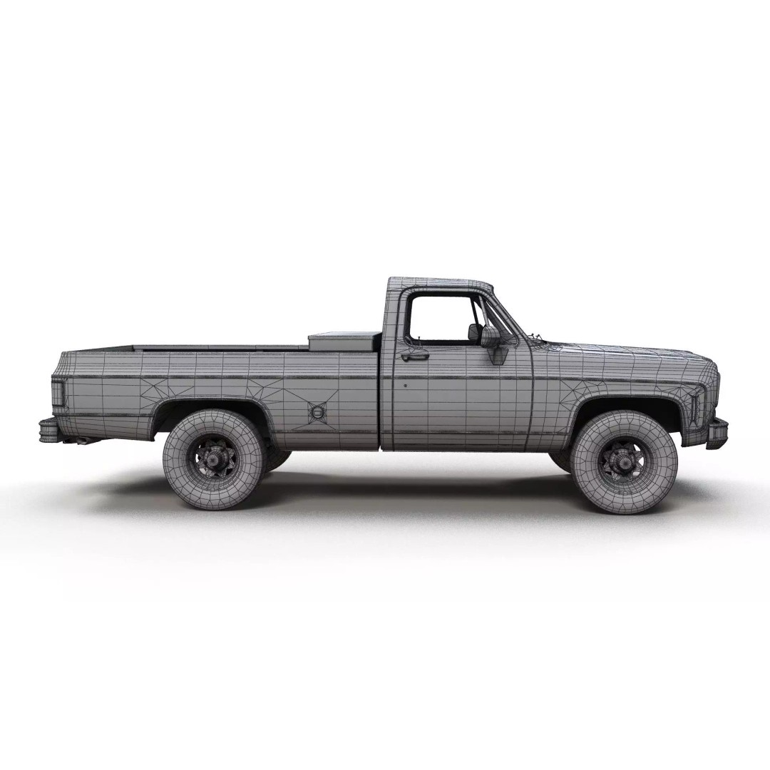 4x4 American Pickup Truck 3D Model – Low Poly Game Ready with PBR Textures - View 34