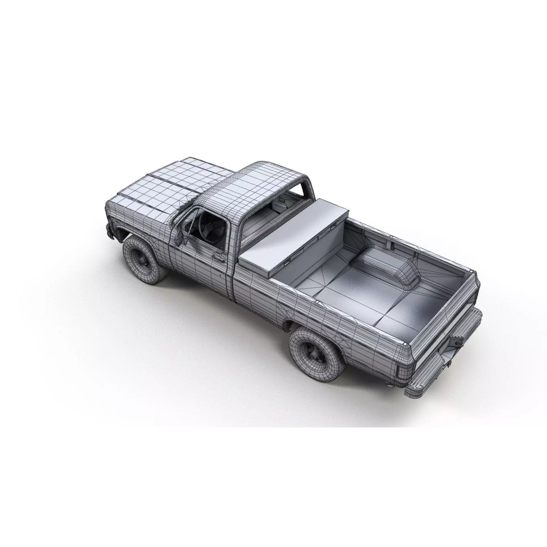 4x4 American Pickup Truck 3D Model – Low Poly Game Ready with PBR Textures - View 35