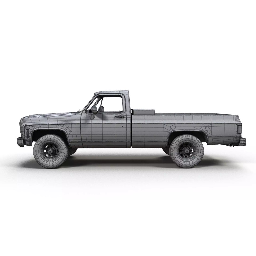 4x4 American Pickup Truck 3D Model – Low Poly Game Ready with PBR Textures - View 36