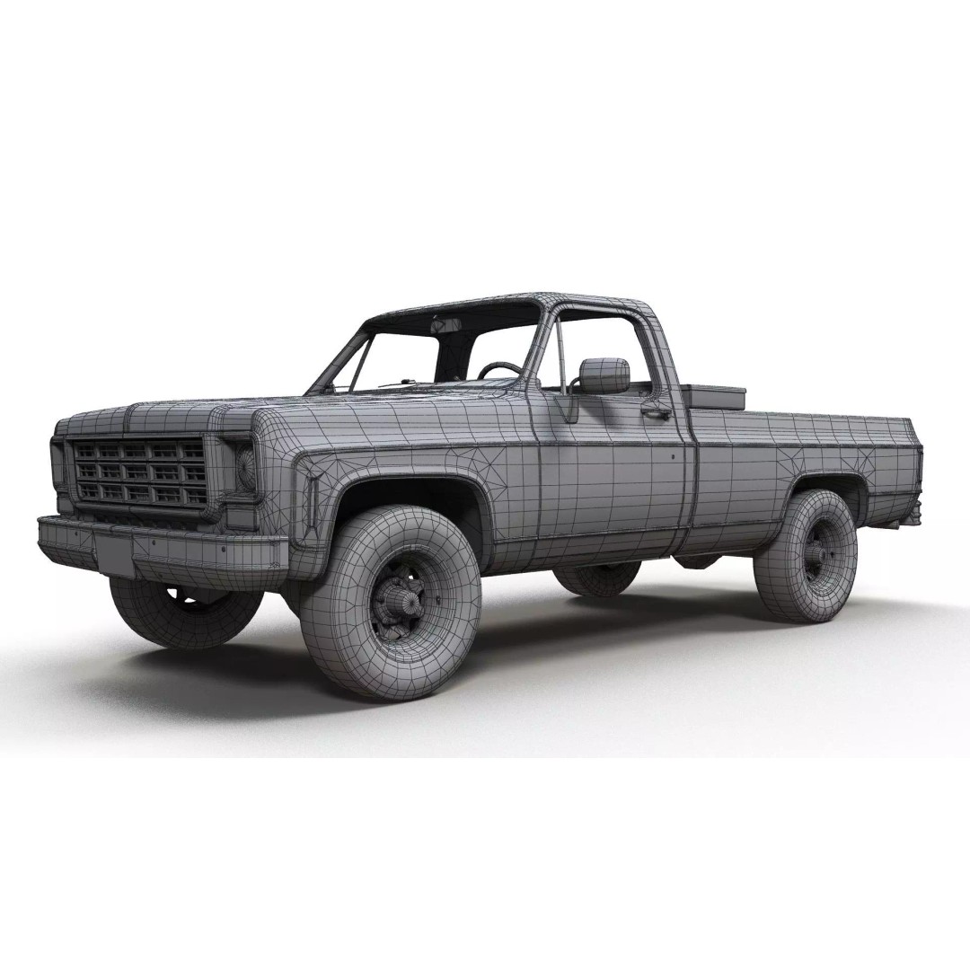 4x4 American Pickup Truck 3D Model – Low Poly Game Ready with PBR Textures - View 39